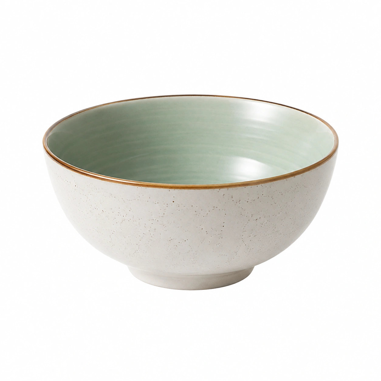 Bol 16 cm en céramique vert céladon et blanc style artisanal