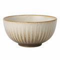 Bol 15 cm en céramique beige pour repas style strié