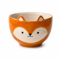 Bol en céramique 0.60 L orange motif renard pour repas style animalier