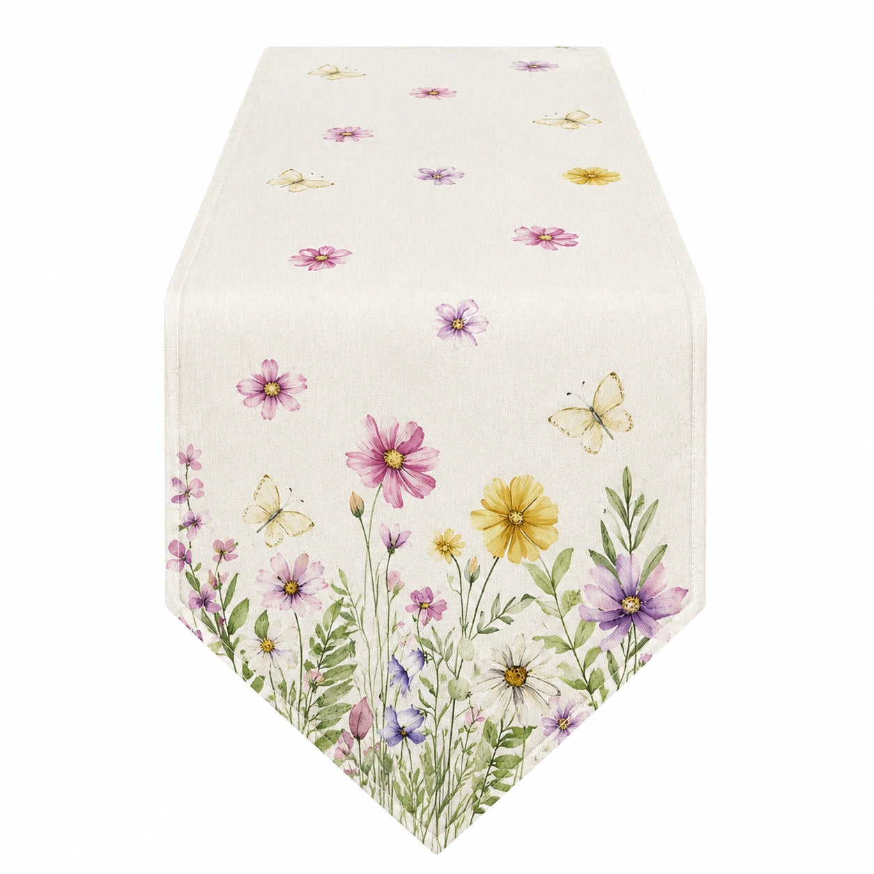 Chemin de table 40 x 180 cm en polyester beige à fleurs pour décoration champêtre
