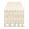 Chemin de table 40 x 180 cm textile tissé écru à franges style bohème
