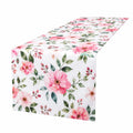 Chemin de table 180 x 35 cm en tissu synthétique blanc rose et vert à motif floral décoratif