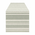 Chemin de table 40 x 180 cm en tissu tissé blanc et vert à motifs géométriques