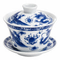 Gaiwan 150 ml en porcelaine blanche et bleue avec couvercle pour infusion de thé