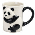 Mug en céramique 350 ml blanc noir motif panda en relief avec anse