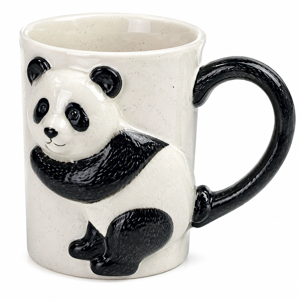 Mug en céramique 350 ml blanc noir motif panda en relief avec anse