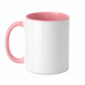 Mug 330 ml en céramique blanc et rose - tasse cylindrique à poignée pour boissons chaudes et froides