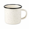 Mug 350 ml en acier émaillé crème moucheté noir - style camping