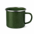 Mug 500 ml en acier émaillé vert moucheté pour boissons chaudes style camping