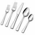 Service de couverts 5 pièces en acier inoxydable argenté pour table style classique