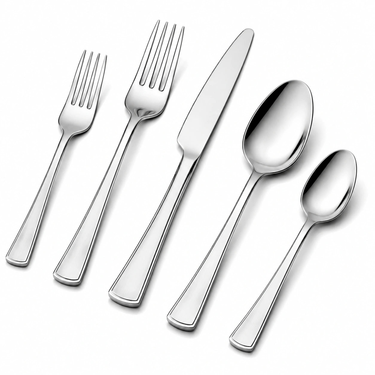 Service de couverts 5 pièces en acier inoxydable argenté pour table style classique