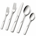 Ménagère 5 pièces en acier inoxydable argenté finition polie pour table