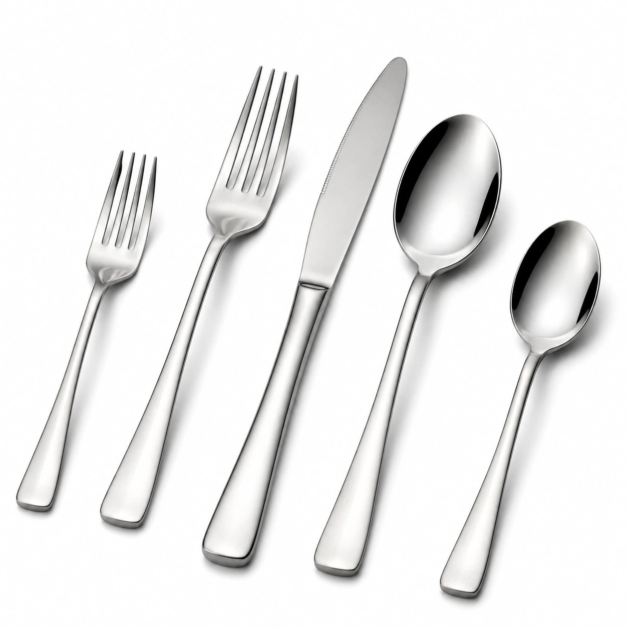Ménagère 5 pièces en acier inoxydable argenté finition polie pour table