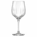 Verre à vin 450 ml en verre transparent à pied motif strié