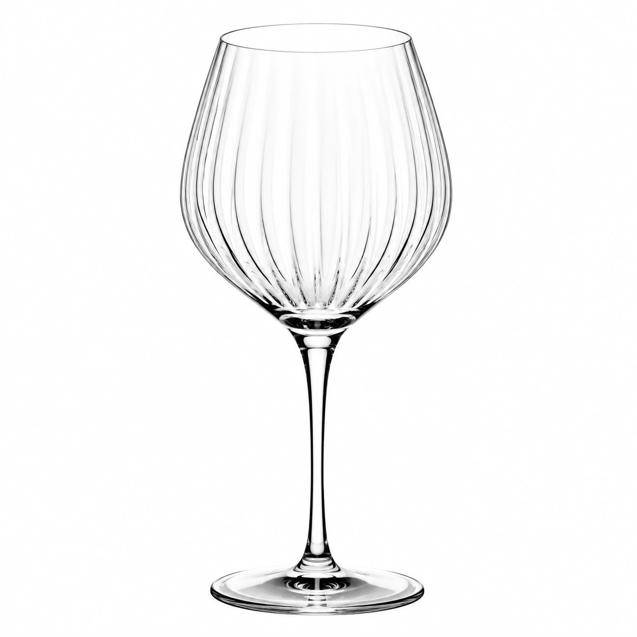 Verre à vin 500 ml transparent en verre à pied strié 10 x 23 cm